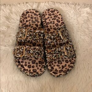 Sale!! Leopard Print Beaded Women's Sandals